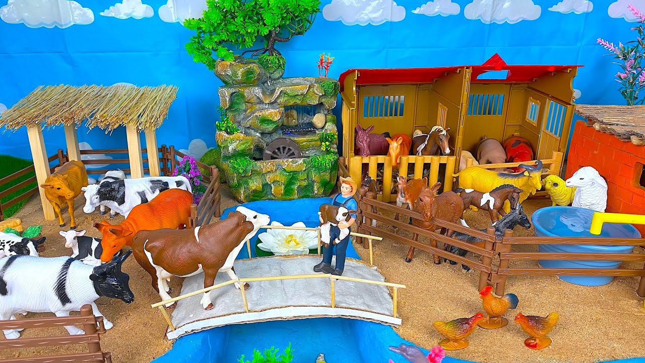 Farm Small World Diorama With Animals And Windmill | Cow Pig Horse