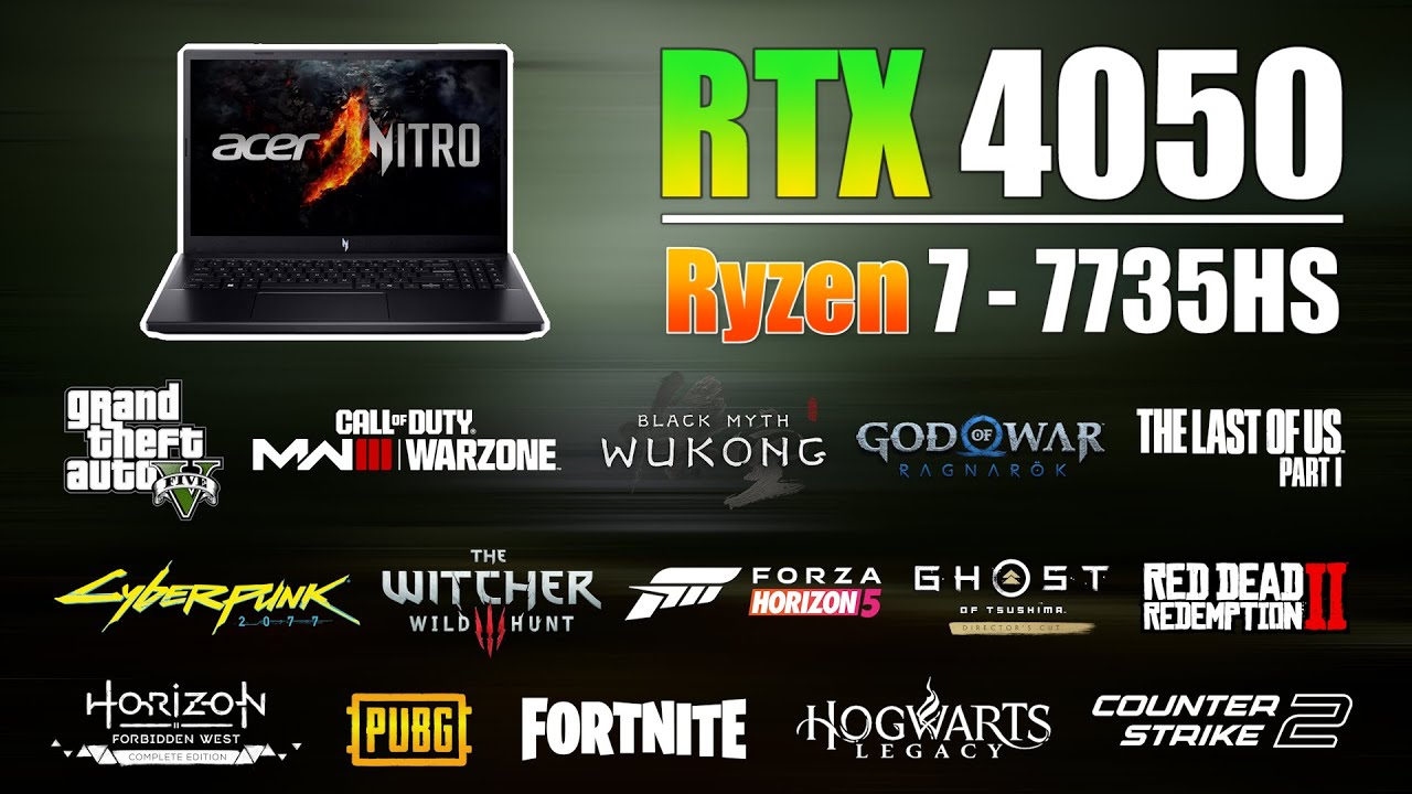 Acer Nitro V: RTX 4050 Ryzen 7 7735HS Gaming Performance Test in 15 Games