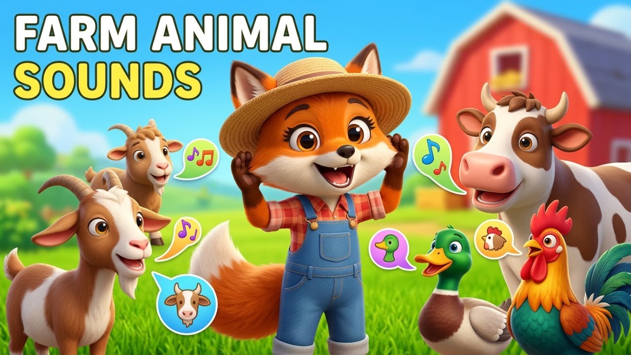 “Farm Animal Sounds for Kids | Fiona the Fox Farm Adventure 🐐🐄🦆🐓 | Fun Learning for Kids ”