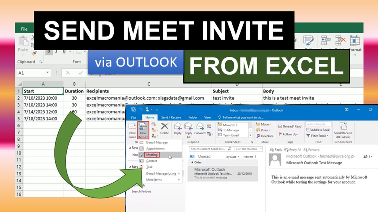 Send Meet Invites From Excel (via Outlook)