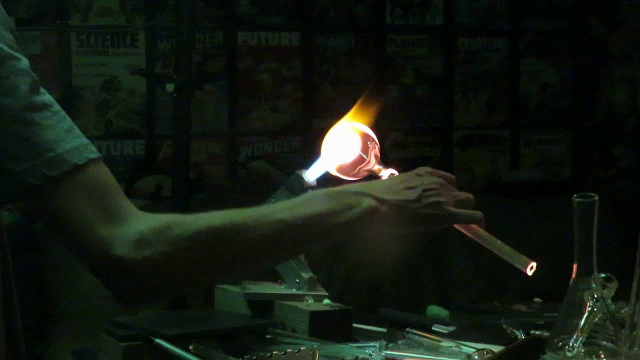 Making a Minitube; Glassblowing 2.5x speed