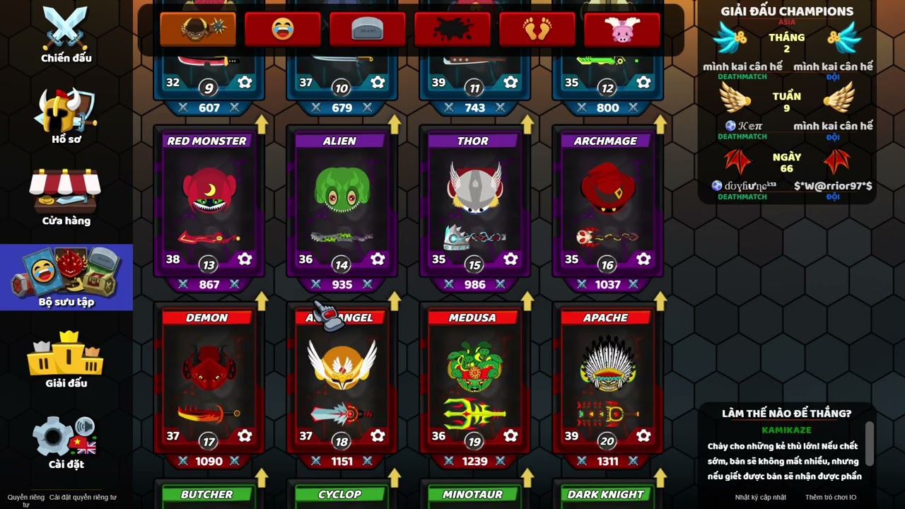 EvoWars io 🕹️  Tặng con acc rank 79, 7M3 điểm và full kiếm legend cho mn bình luận để mình chọn nha