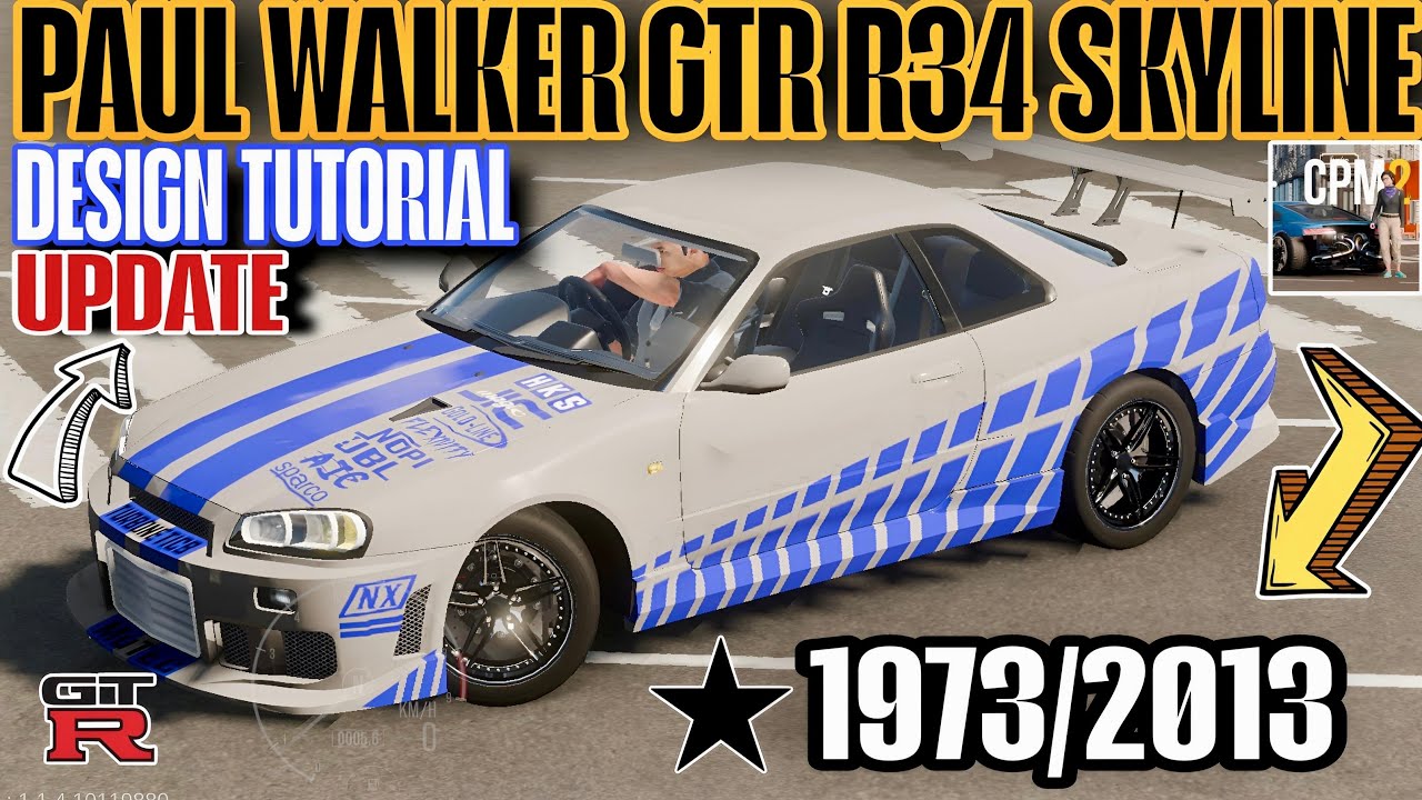 PAUL WALKER NISSAN GTR R34 SKYLINE DESIGN LIVERY TUTORIAL IN CAR PARKING MULTIPLAYER 2