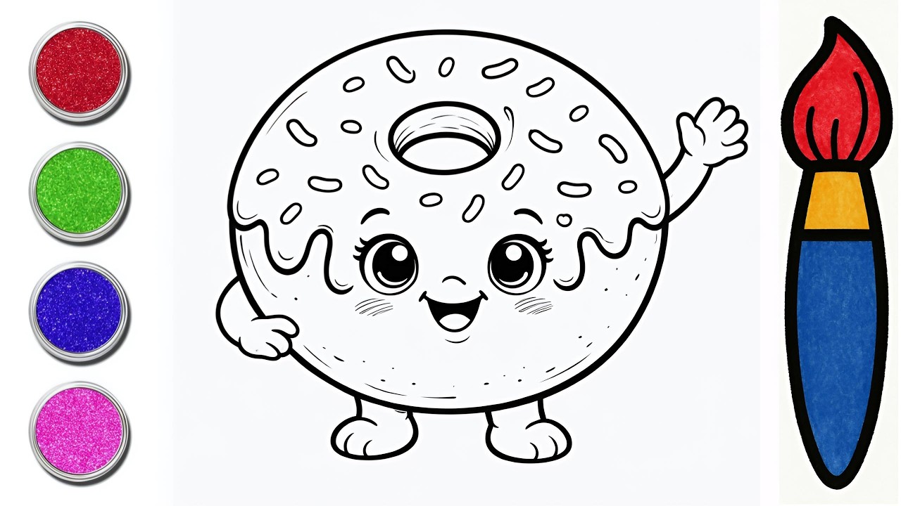 Musa Color in Cute Donut Drawing | Cute Donut Coloring | Color With Musa