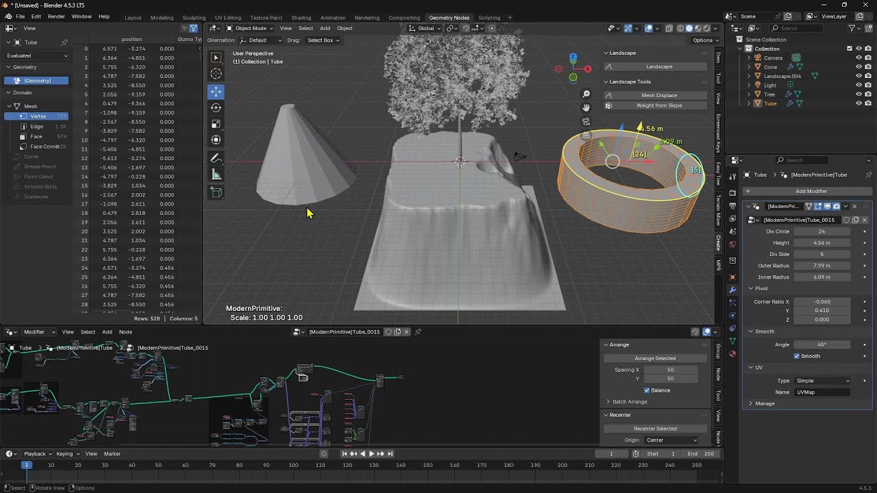 УЗЛЫ ГЕОМЕТРИИ - Урок 8 - Обработчик узлов дополнений, Горячий узел, Простое дерево, Миксер релье...