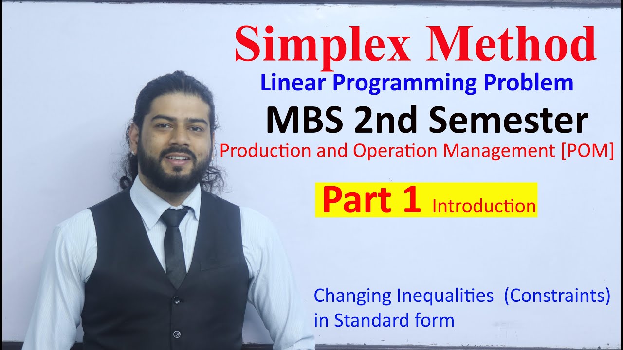 Simplex Method Part 1 Linear Programming Problem MBS 2nd Sem. Production and Operation Management