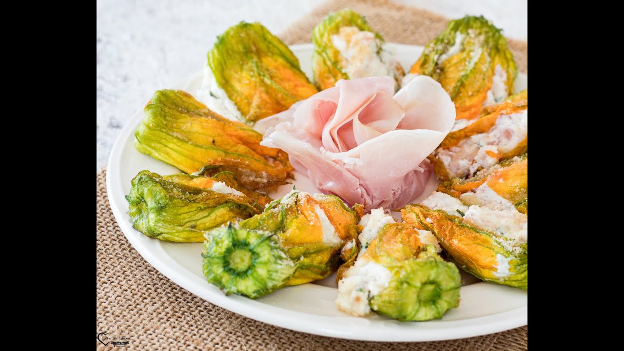 FIORI DI ZUCCA RIPIENI DI RICOTTA e prosciutto