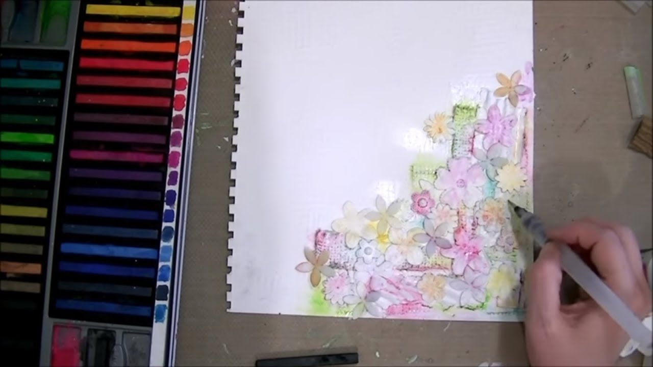 Art Journal Texture with Drywall Tape & Burlap + Inktense Blocks - Spring Mixed Media Art Journal