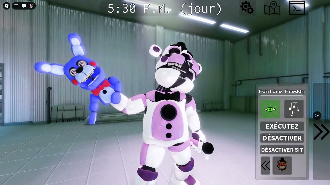 the all character in fredbear méga roleplay sister location ballora,funtime freddy,funtime foxyPT1