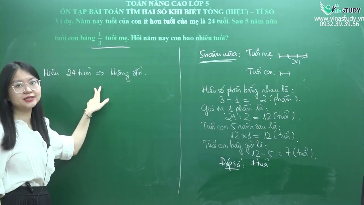 Toán nâng cao lớp 5 - Ôn tập bài toán tìm hai số khi biết Tổng(Hiệu) - Tỉ số - Cô Trần Thu Trang