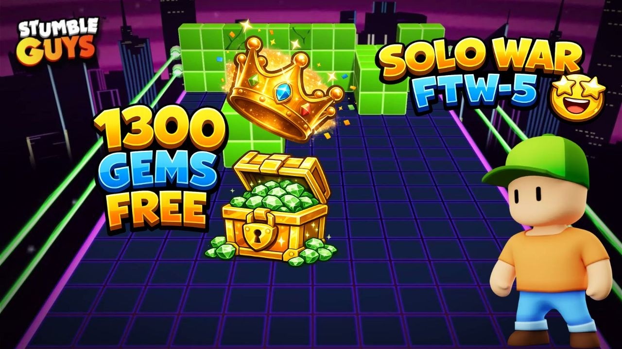 🔴 STUMBLE GUYS LIVE GIVEAWAY 💎 | 1300 GEMS | SOLO WAR FTW-5 | STUMBLE GUYS LIVE #stumbleguyslive