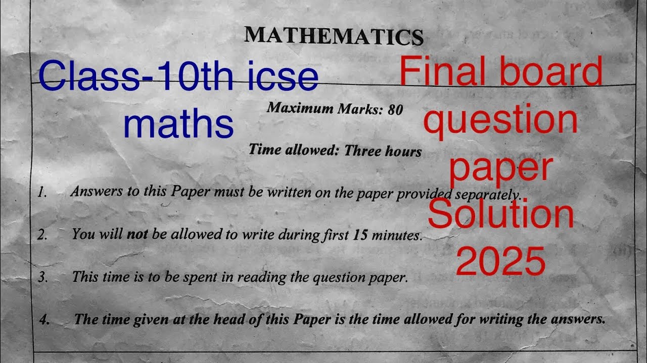 Question paper Solution for class-10th  #icse Board 2025 #mathematics 