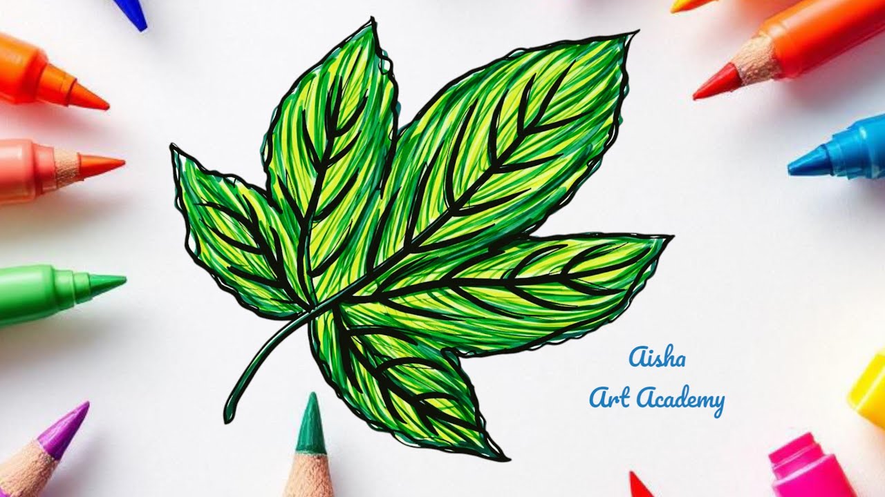 Easy Leaf Drawing for Kids 🍃 | Simple Nature Drawing with Markers