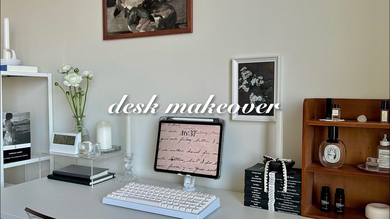aesthetic desk makeover 🕯️ | pinterest inspired & minimalistic