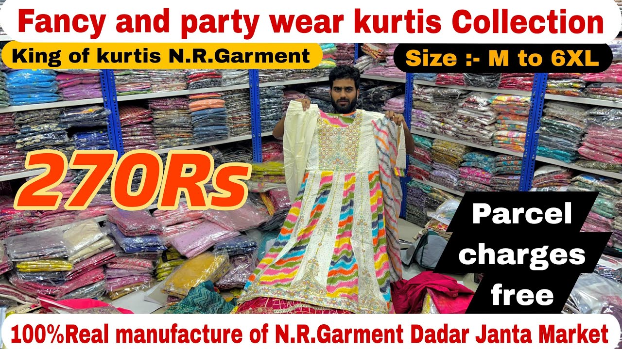270Rs/Fancy & party wear kurti Mfg In Mumbai/kurti wholesale market /Dadar janta market kurti market