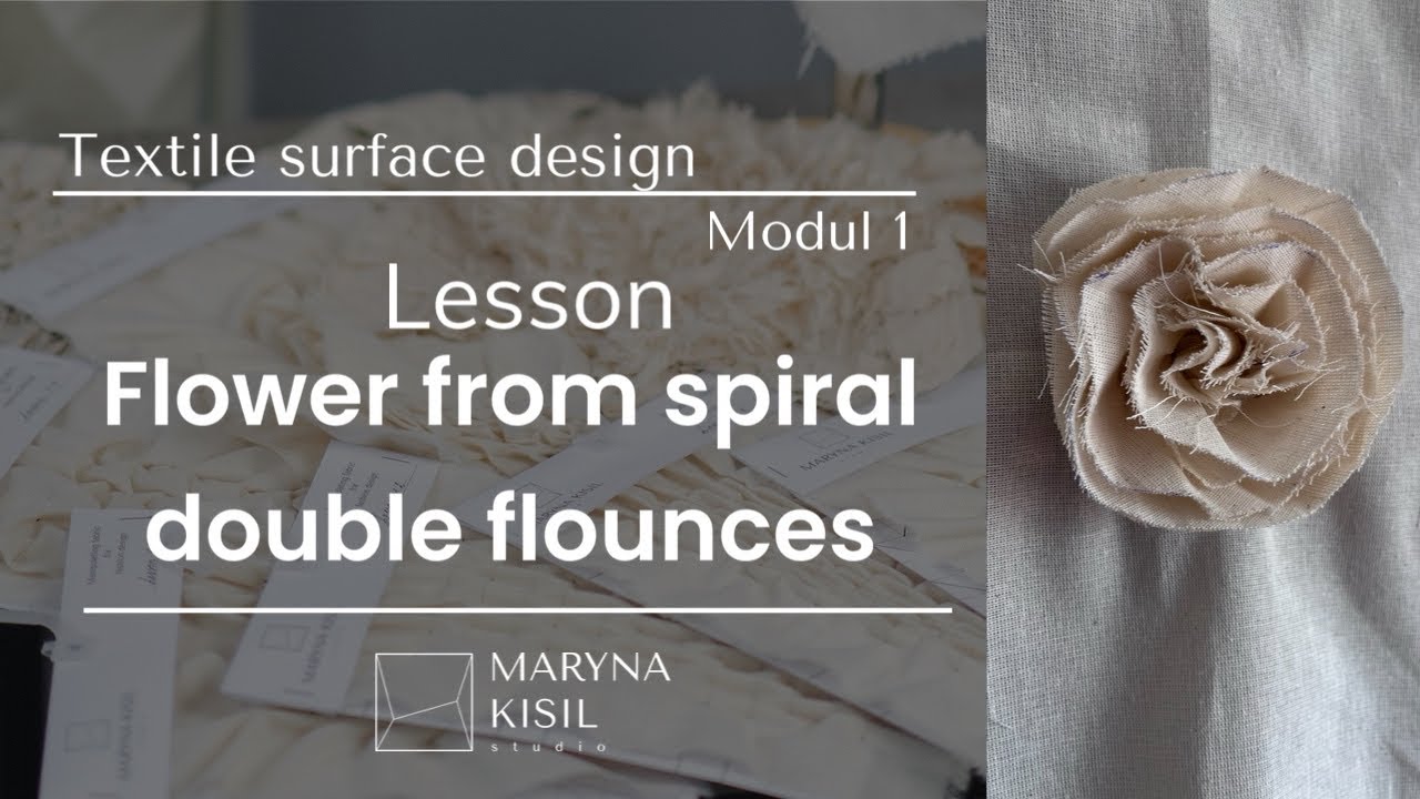 Flower from spiral double flounces. Textile surface design lesson