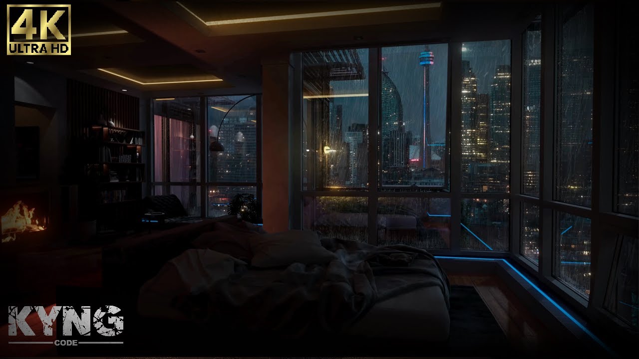 🔥 Peaceful LOfi Atmosphere Calming Fireplace & Thunderstorm