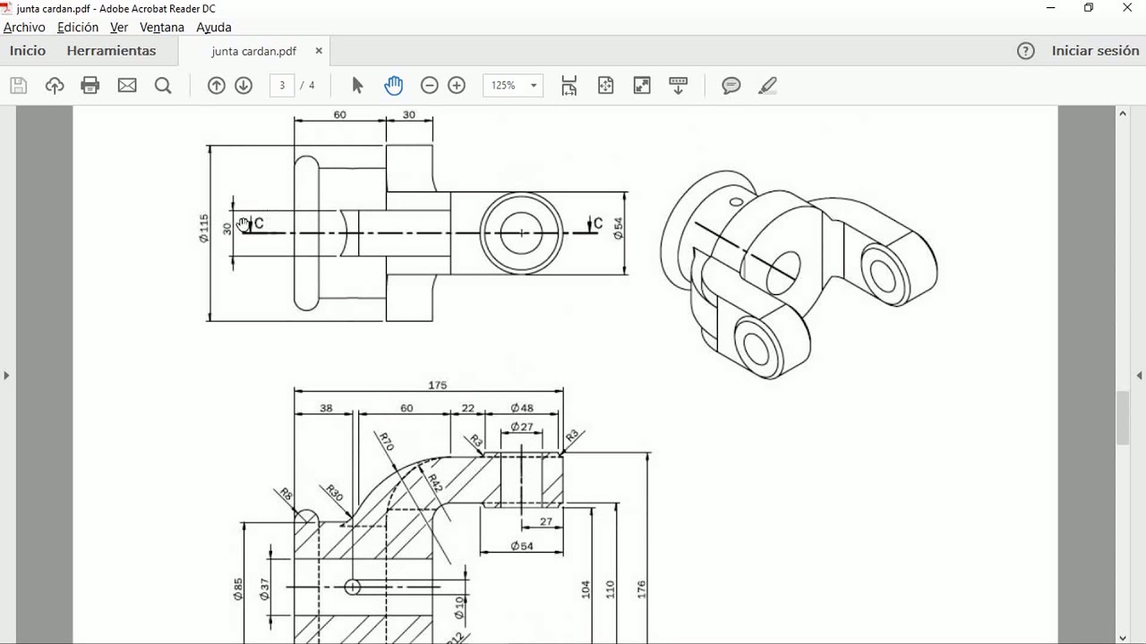 Horquilla cardán solidworks