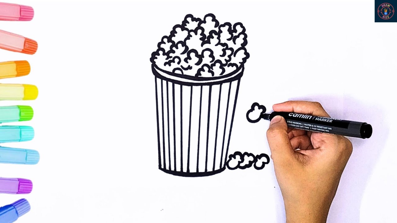 How To Draw Popcorn Box | Easy Step By Step Tutorial