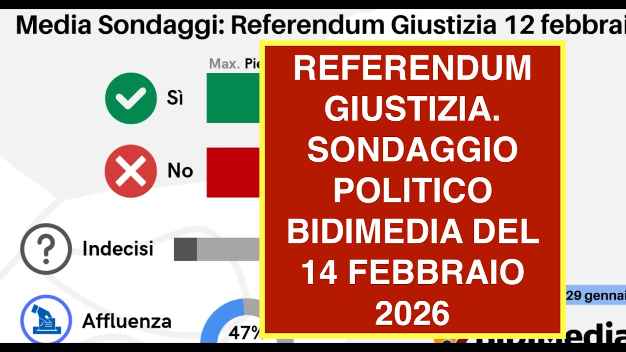 REFERENDUM GIUSTIZIA. SONDAGGIO POLITICO BIDIMEDIA DEL 14 FEBBRAIO 2026