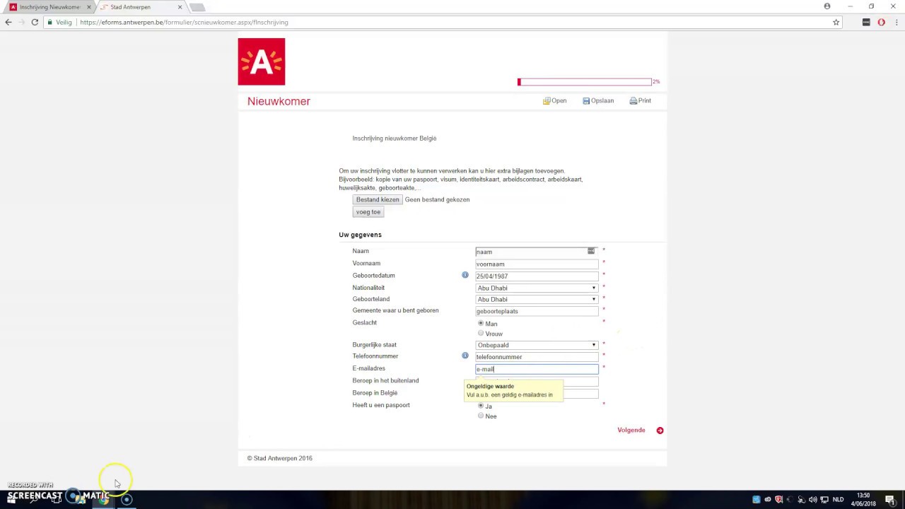 Registratie gemeente
