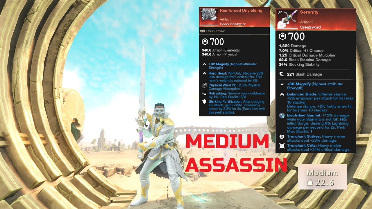 SERENITY Greatsword/Hatchet | Light player tries Medium Melee Meta Build (Gear at End)