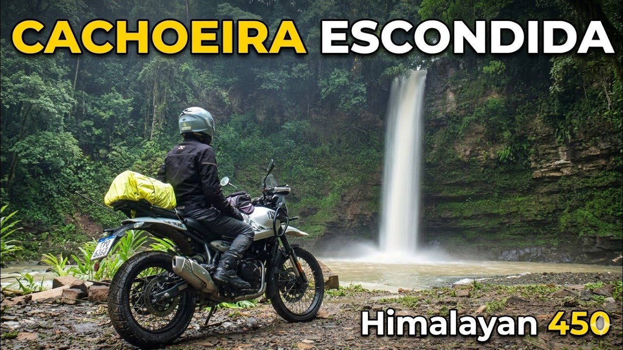 Chegando de moto a uma cachoeira em Braço do Trombudo | Himalayan 450 | Estrada Afora #08