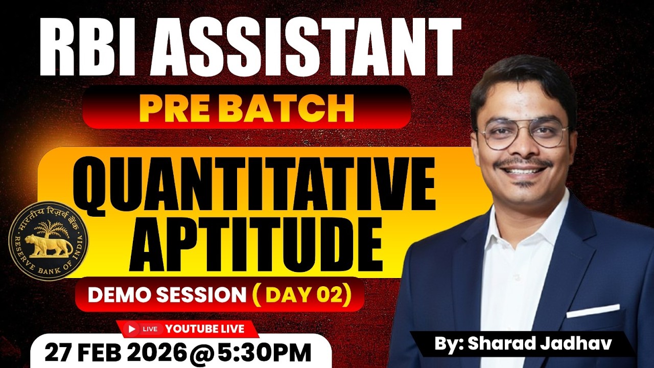 RBI Assistant Pre Batch || Demo Lecture :-Day-02 || Quantitative Aptitude || Sharad Jadhav
