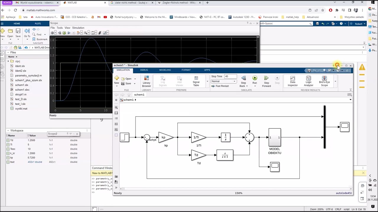 Regulator PID - 3.cz - metoda Zieglera Nicholsa; realizacja układu regulacji