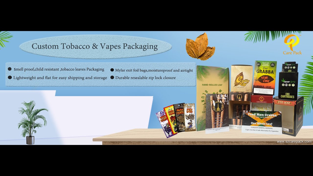 Tobacco leaves packaging plastic bag and paper display box - Care Pack