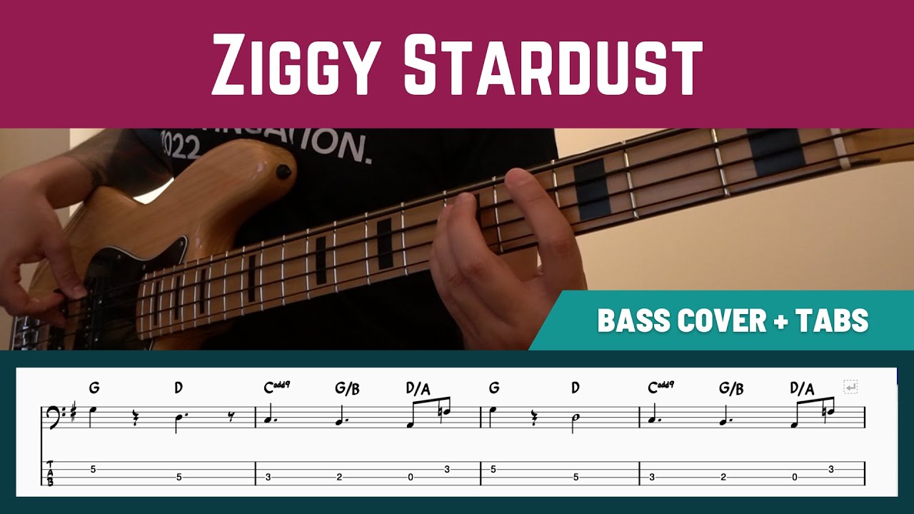 David Bowie - Ziggy Stardust (Bass Cover + PlayAlong TAB)