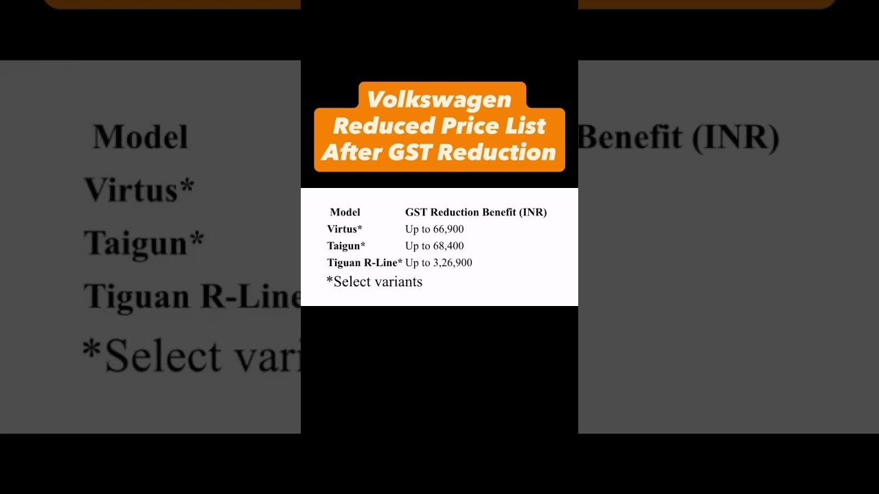 Volkswagen Reduced Price List After GST Reduction