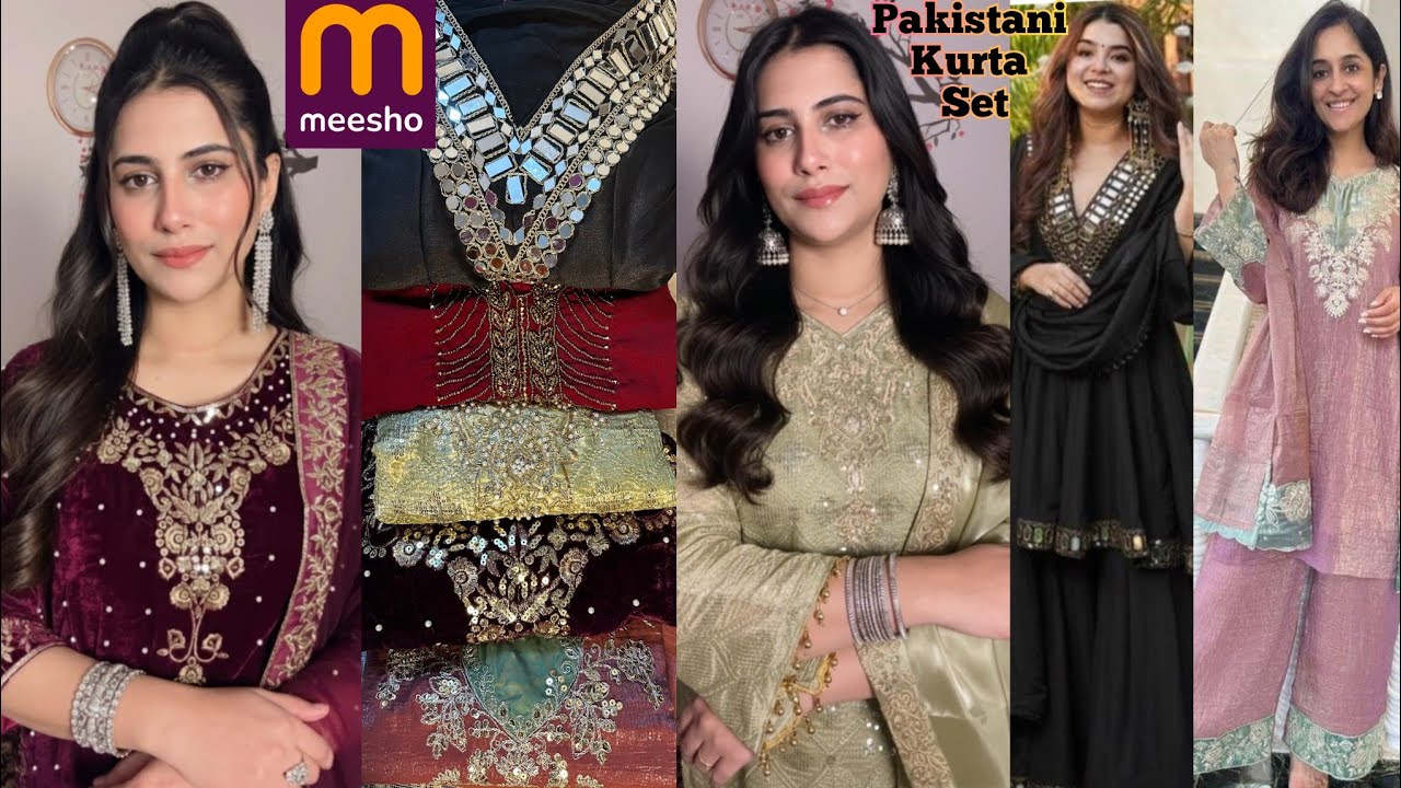 Meesho 10+viral Pakistani kurta set heavy embroidered stylish kurta set 😍