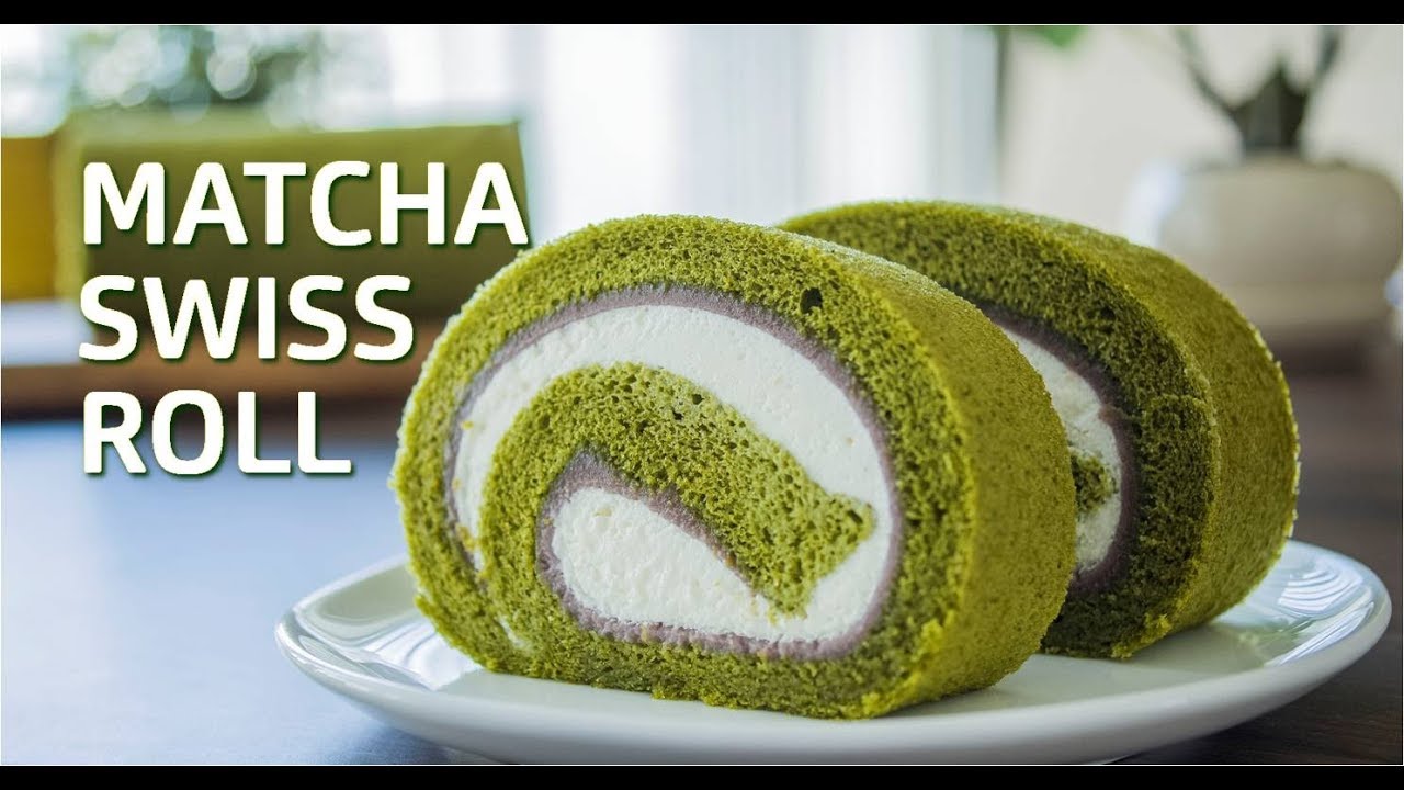 【お菓子作り】抹茶のロールケーキ（こしあん入り）の作り方 Matcha Swiss Roll (Matcha Roll Cake) Recipe 【ASMR】