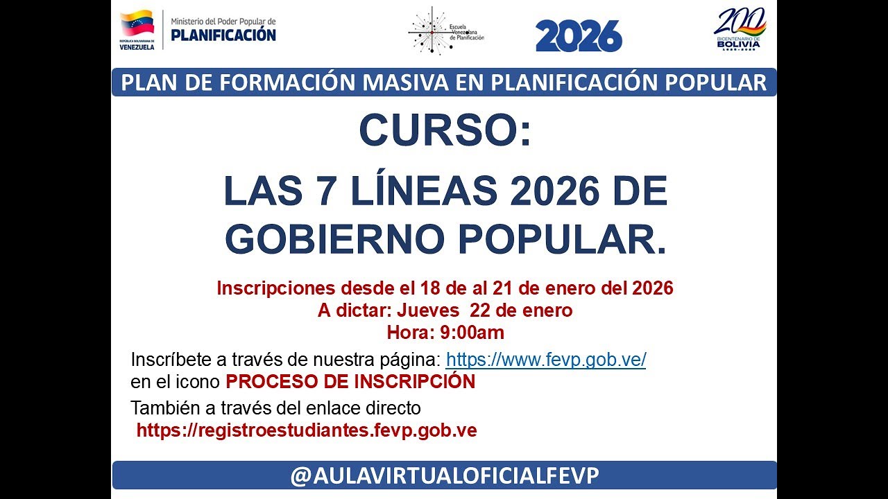 LAS 7 LÍNEAS 2026 DE GOBIERNO POPULAR.