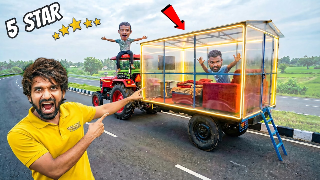 Making Luxury 5-Star Room in Tractor... 😲😲 ట్రాక్టర్ ట్రాలీలో 5-స్టార్ రూమ్ 🔥🔥 Telugu Adventures