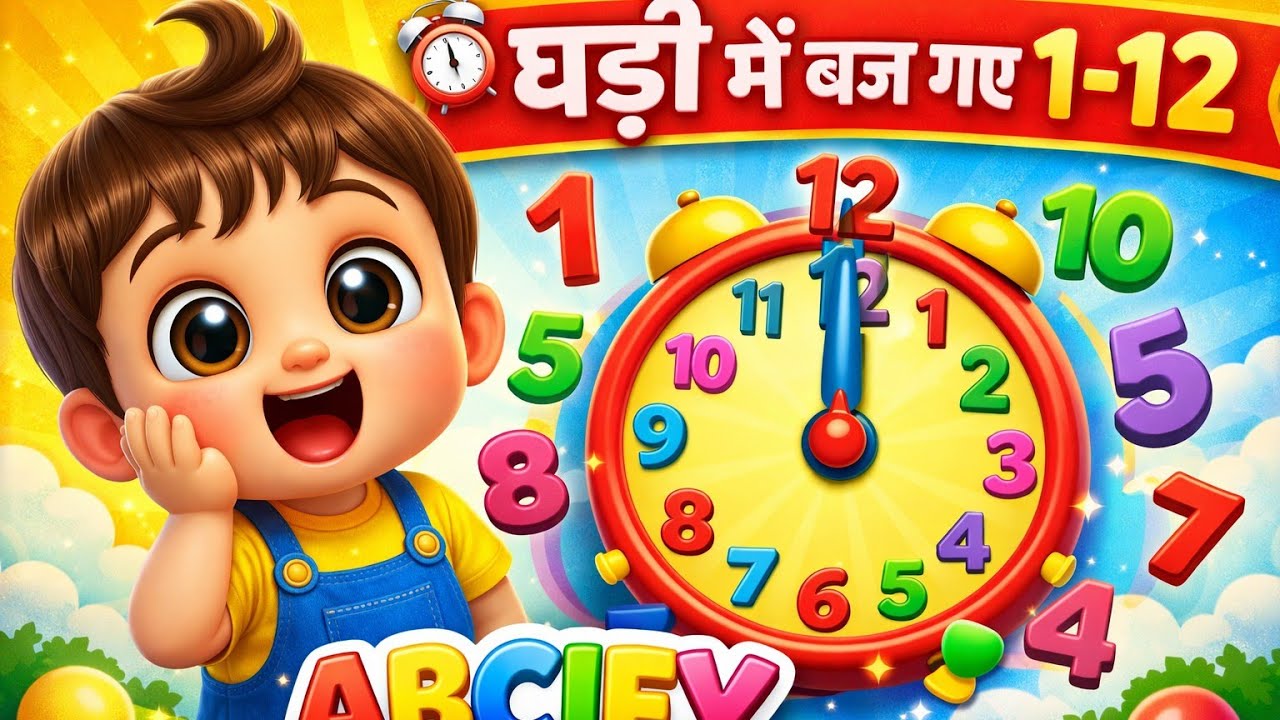 घड़ी में बज गए एक से बारह 😄 | Funny Hindi Rhymes for Kids | ABCIFY