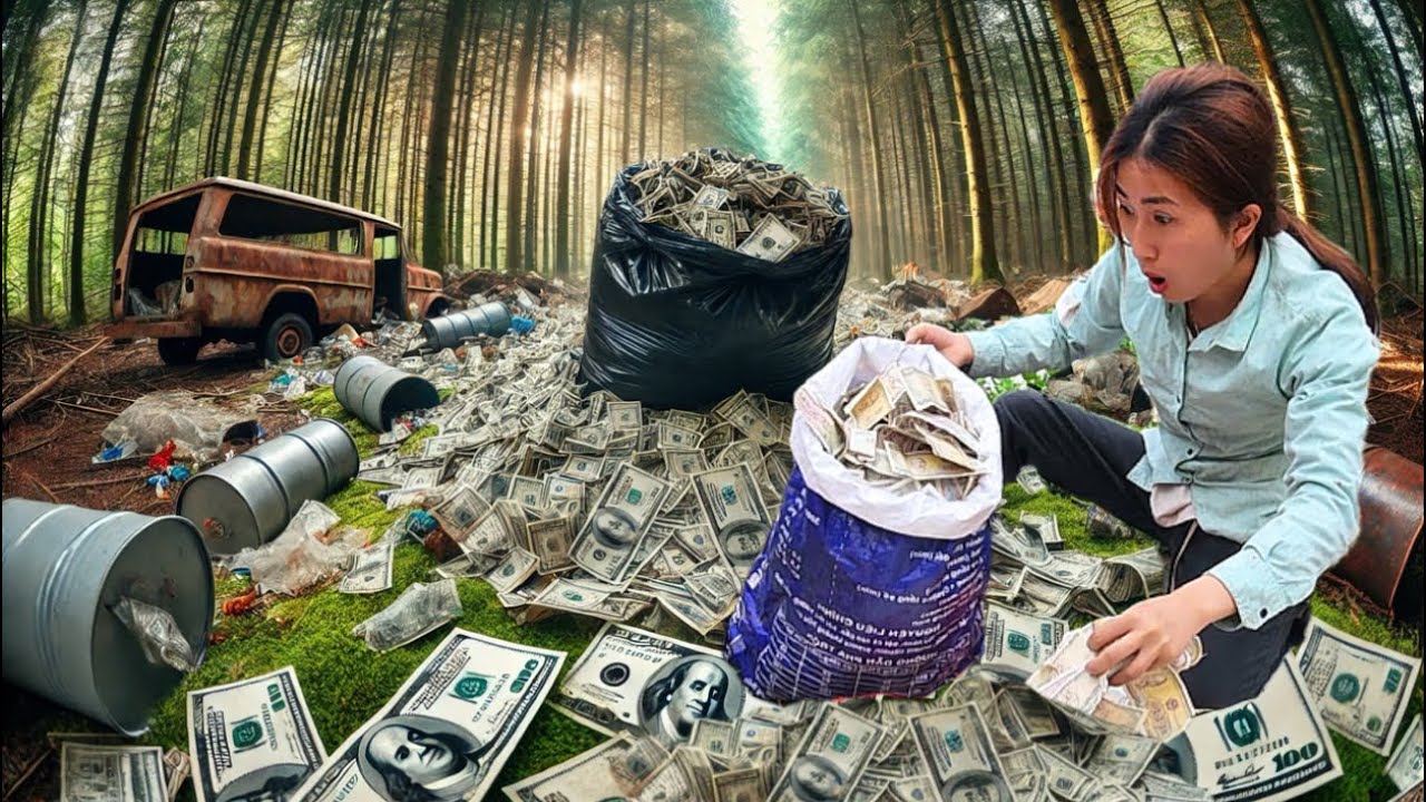 Picked up a huge amount of money: poor girl picking up scrap discovered a huge amount of money
