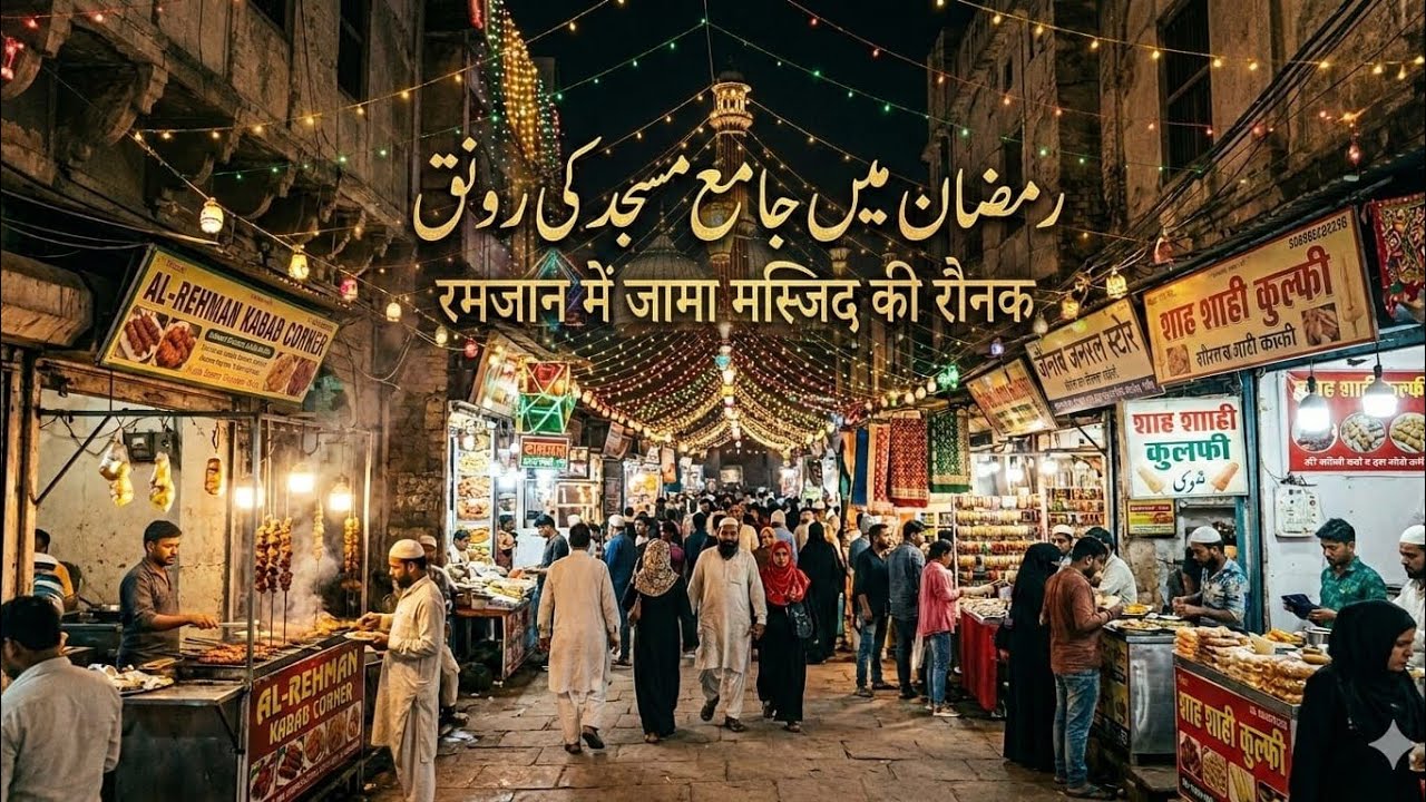 Ramadan mein Jama Masjid ki ronaq! Beautifully decorated Jama Masjid  in Ramadan💟🤗🤗🤗🤨