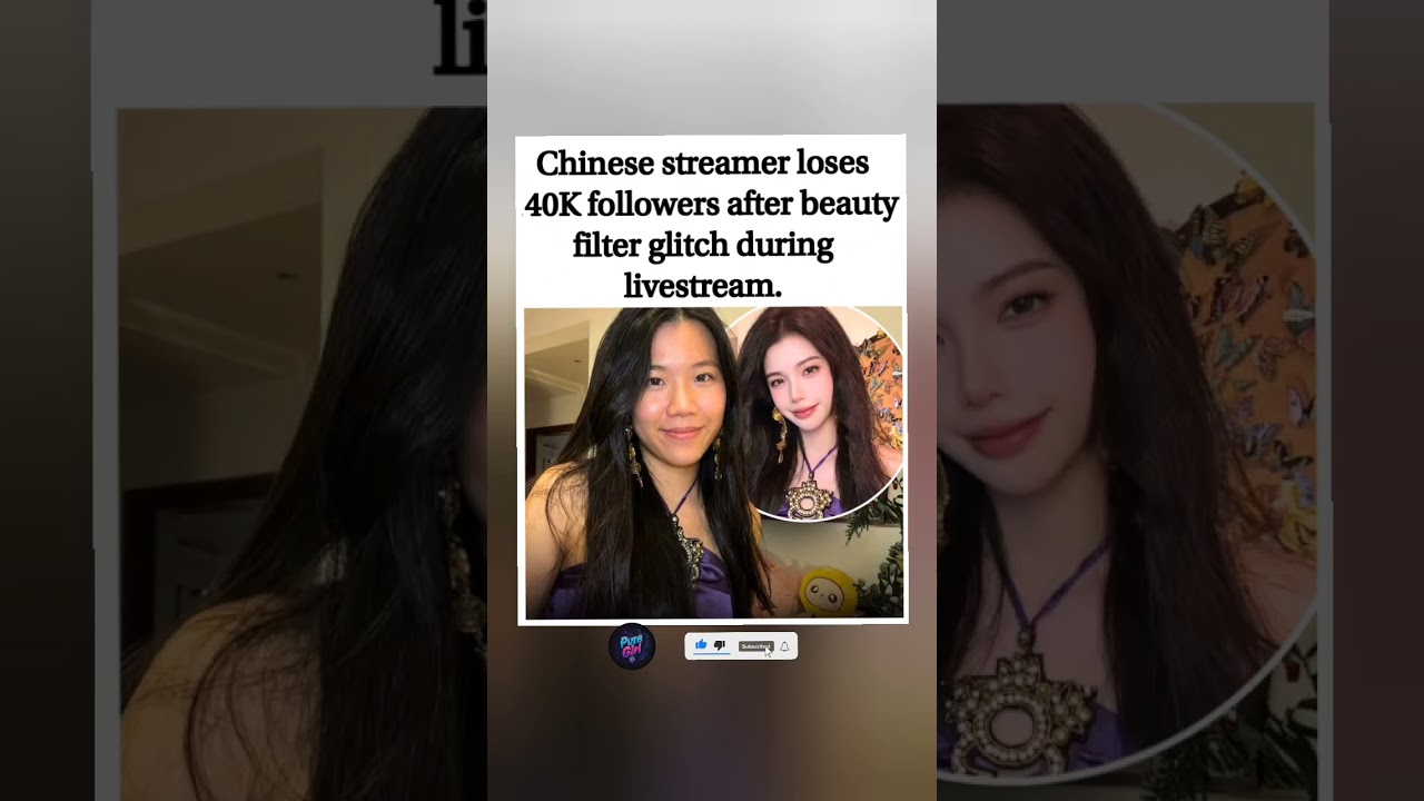 😳📉 Streamer loses 140K followers after beauty filter glitch during live broadcast #shorts