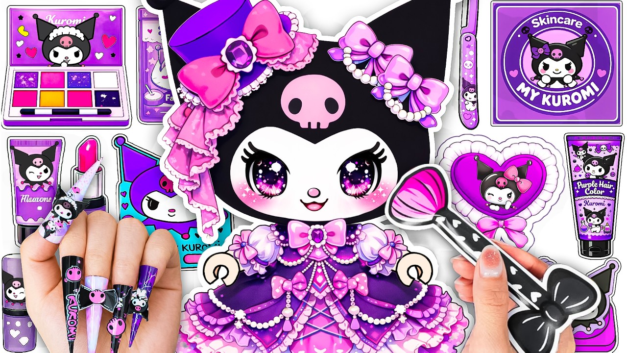 💜Paper DIY💜 Roblox KUROMI: Skincare, Makeup & Outfit from Blind Bag | Unboxing KUROMI Blind Box ASMR