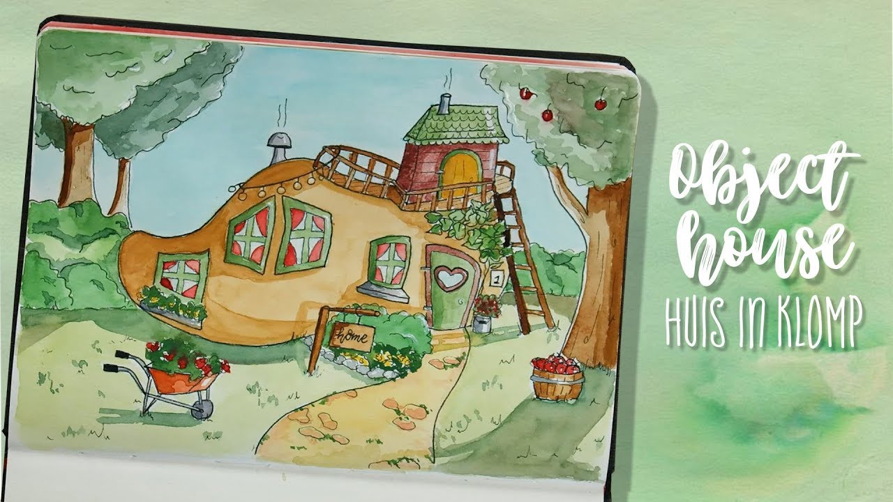 Object Houses: Huisje in een klomp tekenen + waterverf tips -  Nederlands | CreaChick