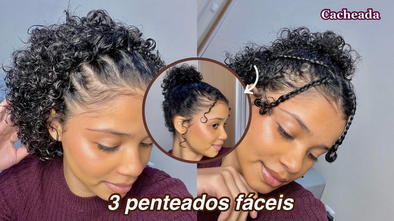 3 PENTEADOS fáceis| cabelo curto cacheado🤎