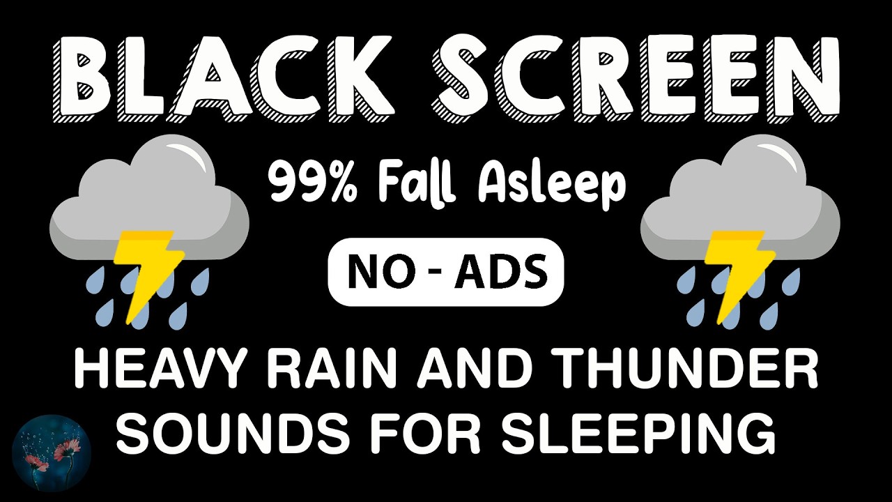 🔴 Heavy Rain and Thunder Sounds for Sleeping - Black Screen | Nonstop Night Storm for Deep Sleep