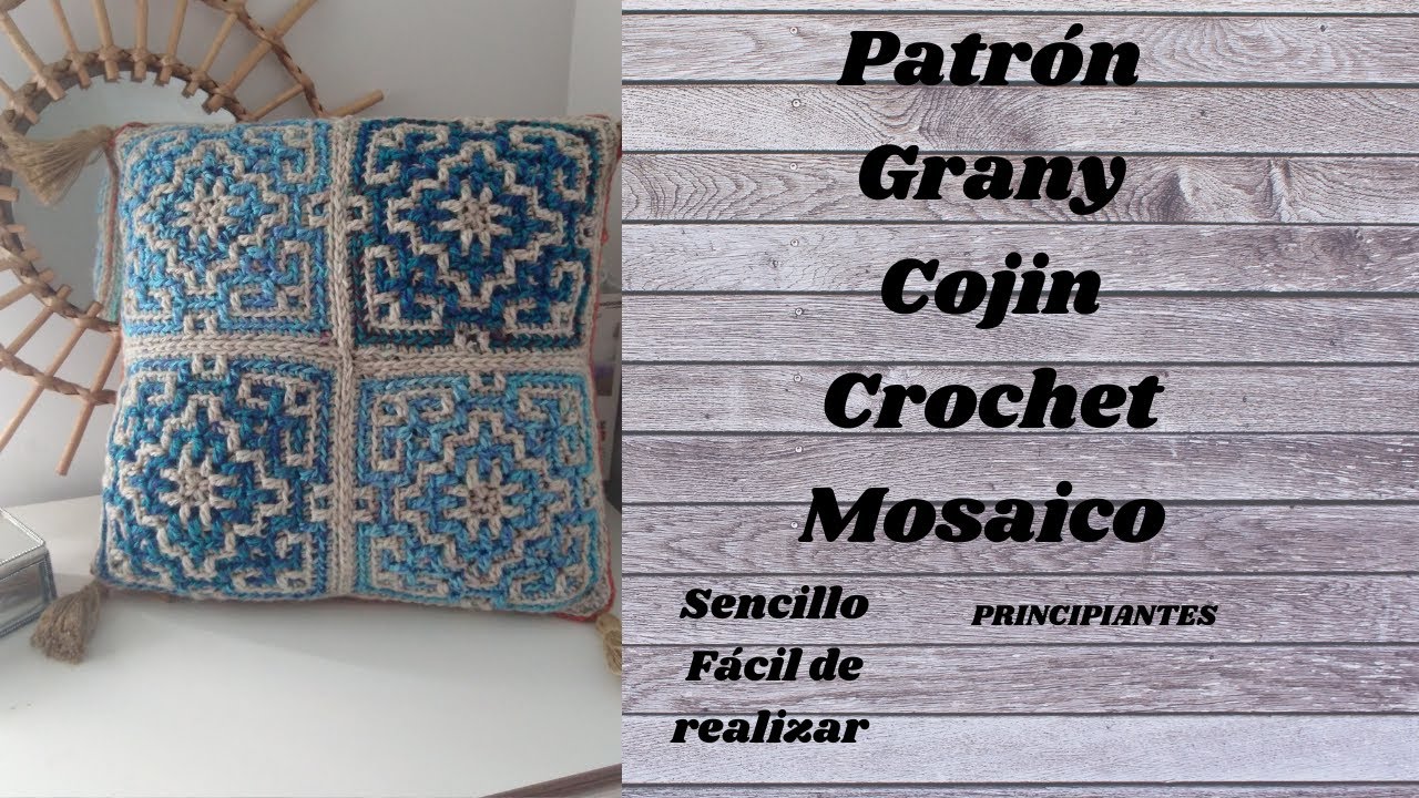 Cojin hecho con Granys en técnica Mosaico Crochet @CrochetMosaicoMaria64