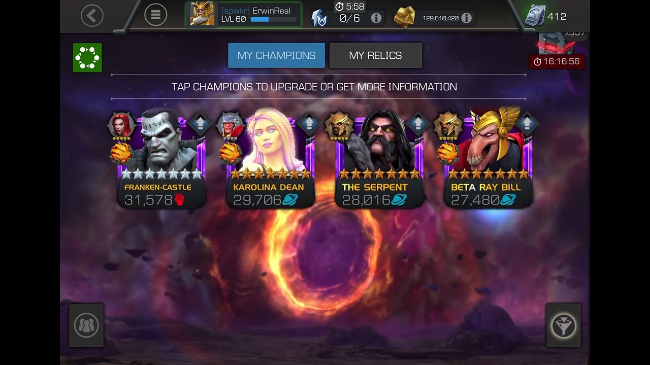 Showing my roaster in mcoc