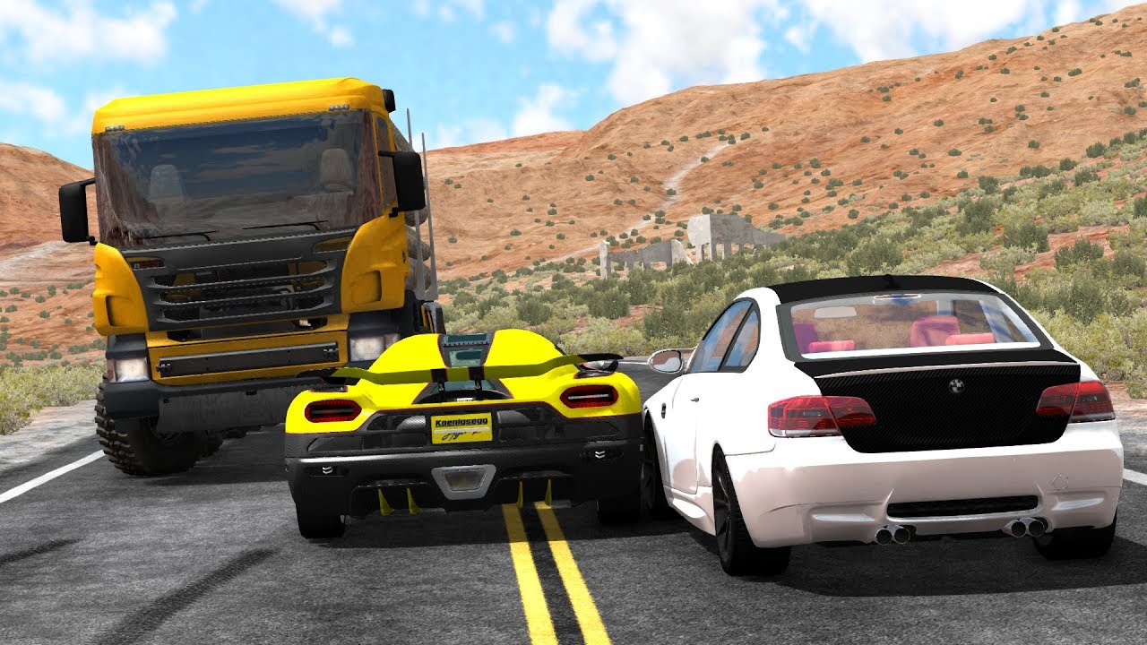 Car Overtaking Crashes Compilation - BeamNG.Drive