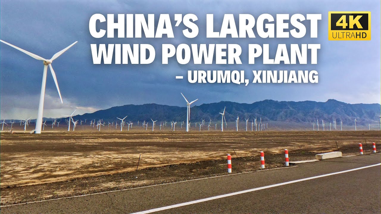 China's Largest Wind Power Plant - Scenic Drive 4K - Urumqi, Xinjiang