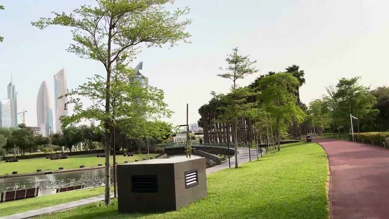 Beautiful garden in Kuwait 🇰🇼#kuwait #nature#tower #building #garden#landscape #beautiful