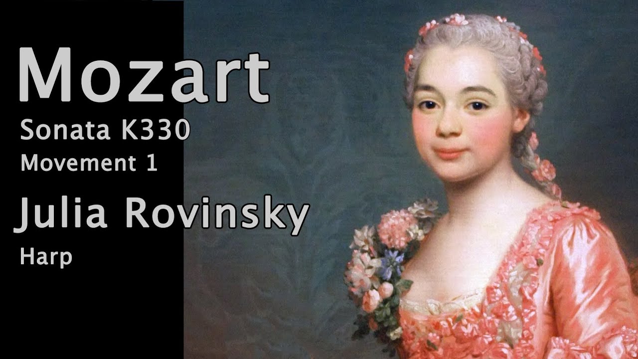 Mozart Sonata k330 mvm1. Julia Rovinsky, harp. With A.Roslin paintings #musicpainting #harp #mozart